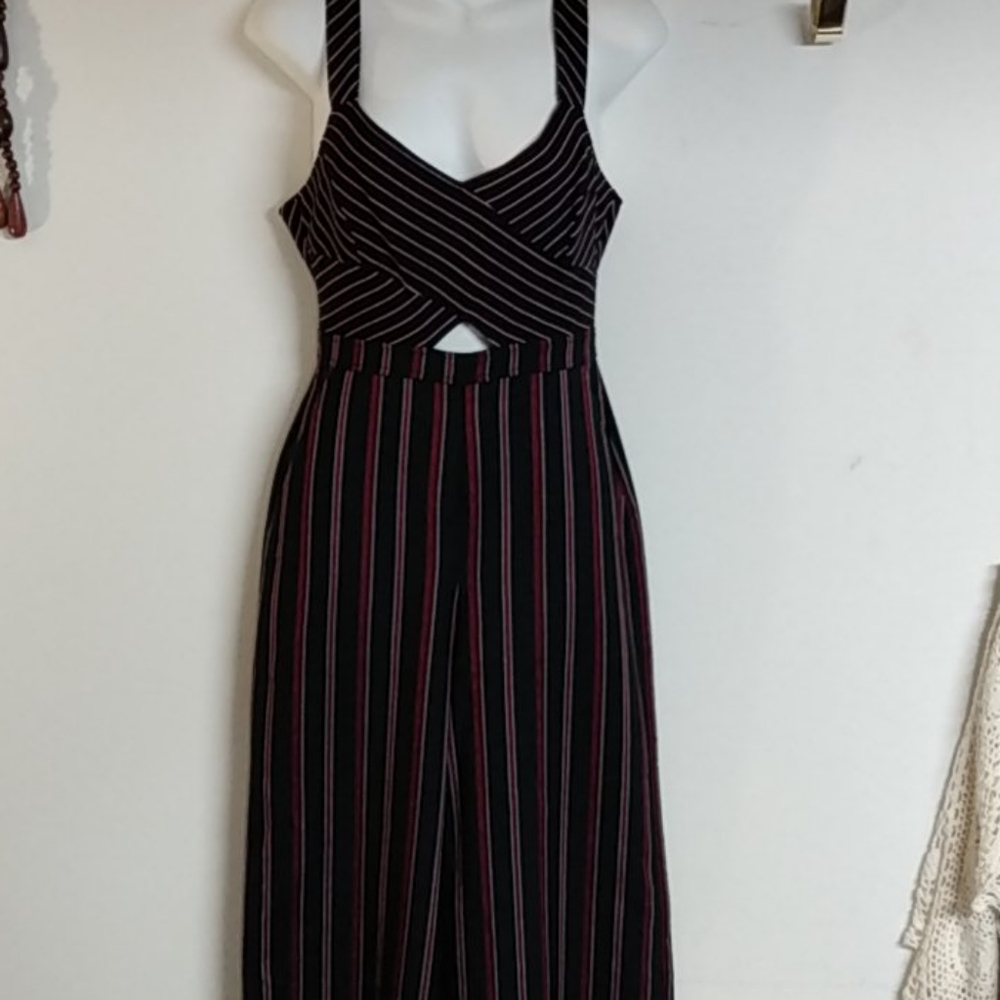 BCBG Navy Wide Leg Crop Ankle Jumpsuit NWT